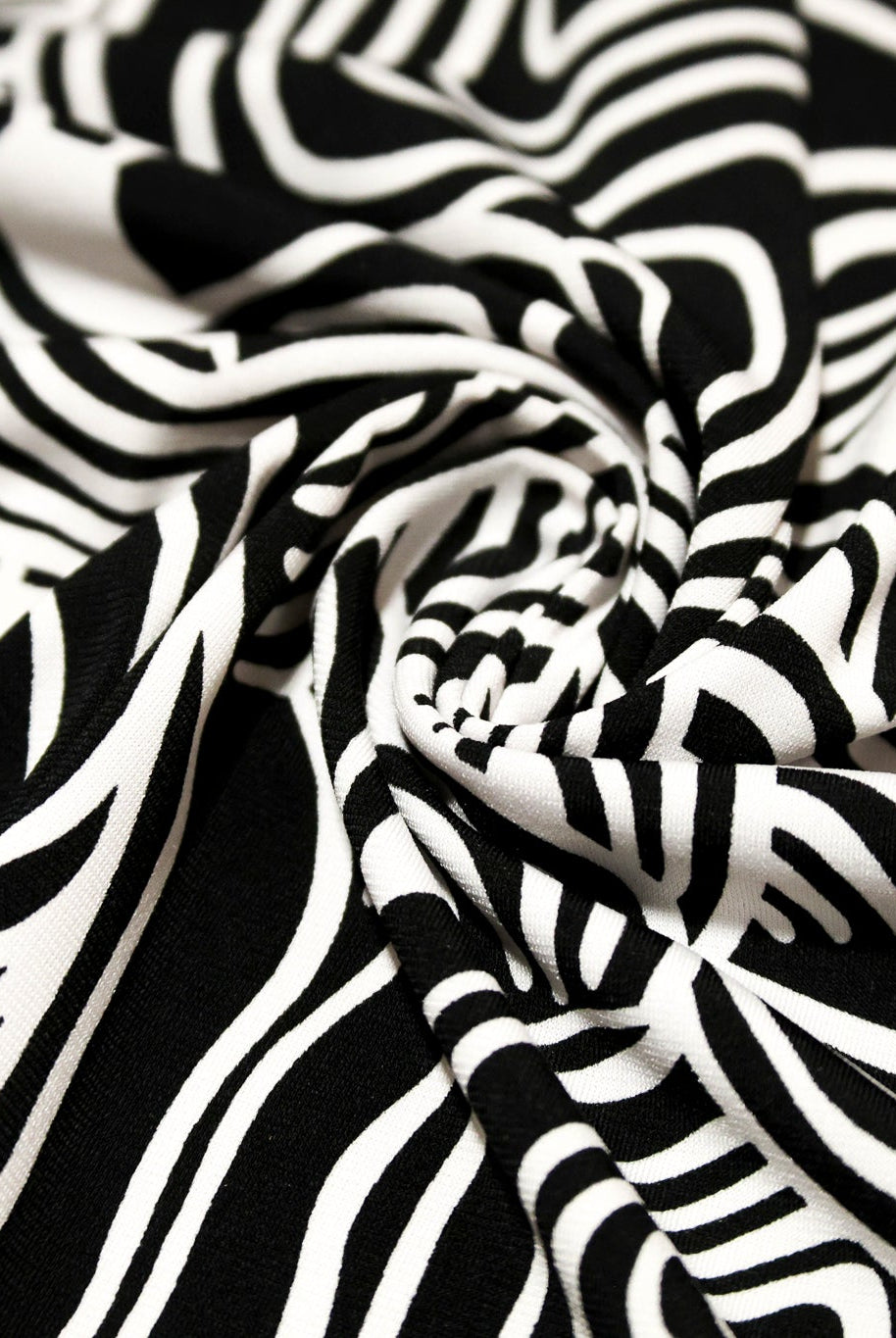Black & White, Abstract Swirls Jersey Knit Fabric - Boho Fabrics - Knit Fabric