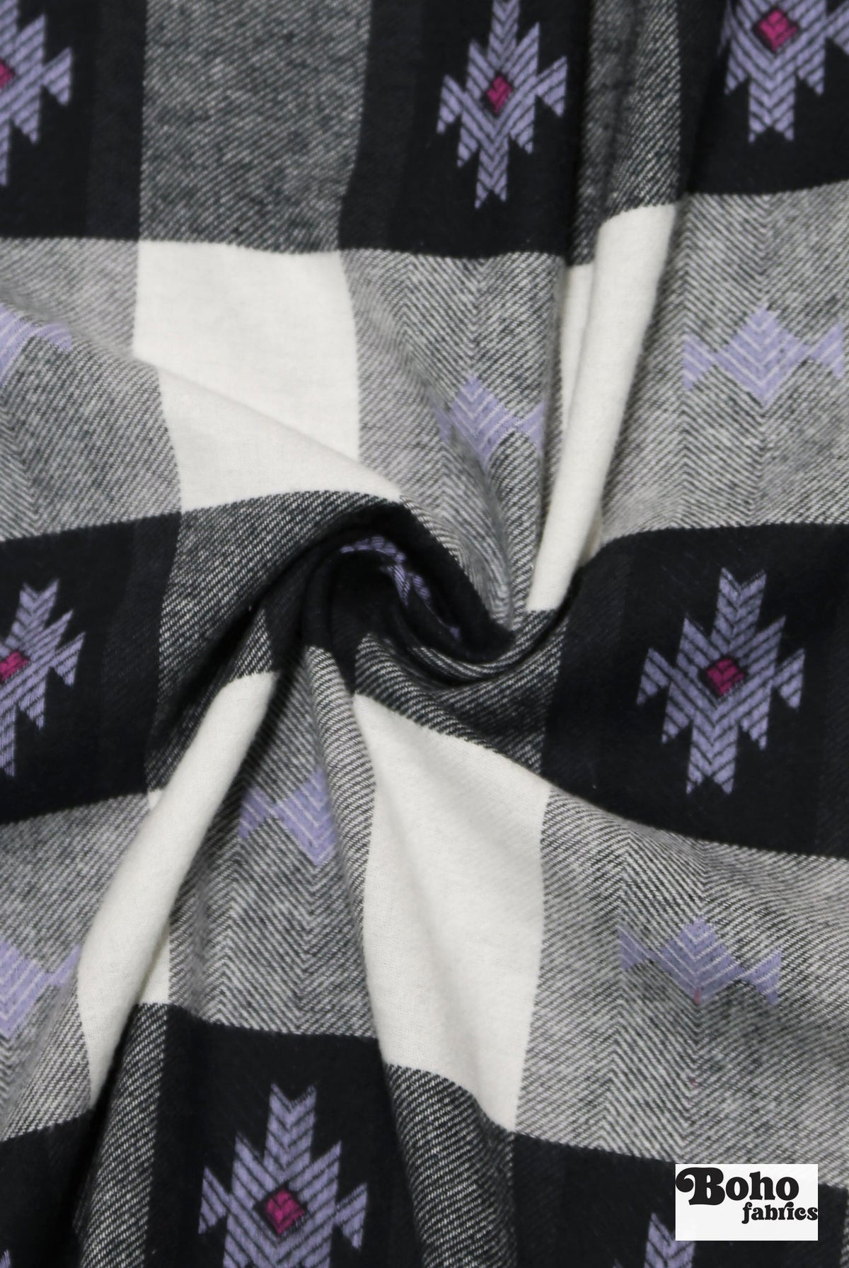 Black & White Southwest Flannel, Woven Fabric - Boho Fabrics - Flannel, Woven Fabric