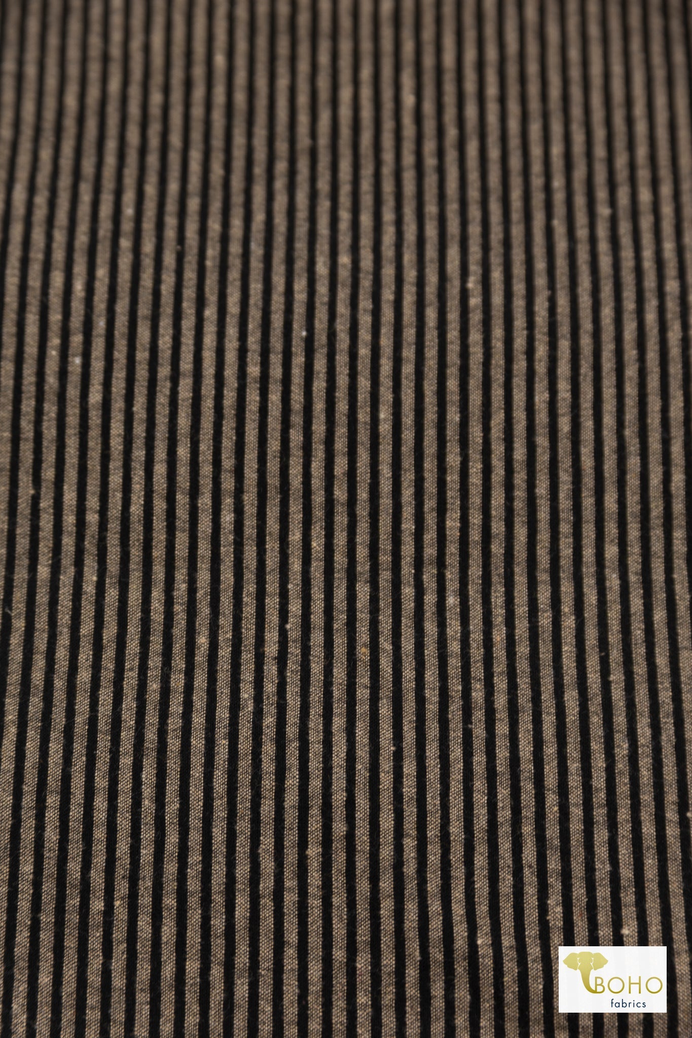 Black/Beige Vertical Stripes, Cotton Woven Fabric - Boho Fabrics - Shirting, Woven