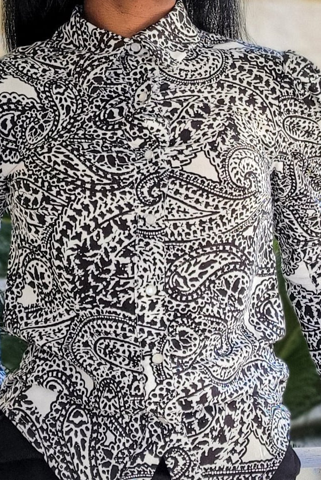 Black/White Paisleys, Rayon Challis Woven Fabric - Boho Fabrics - Challis, Woven