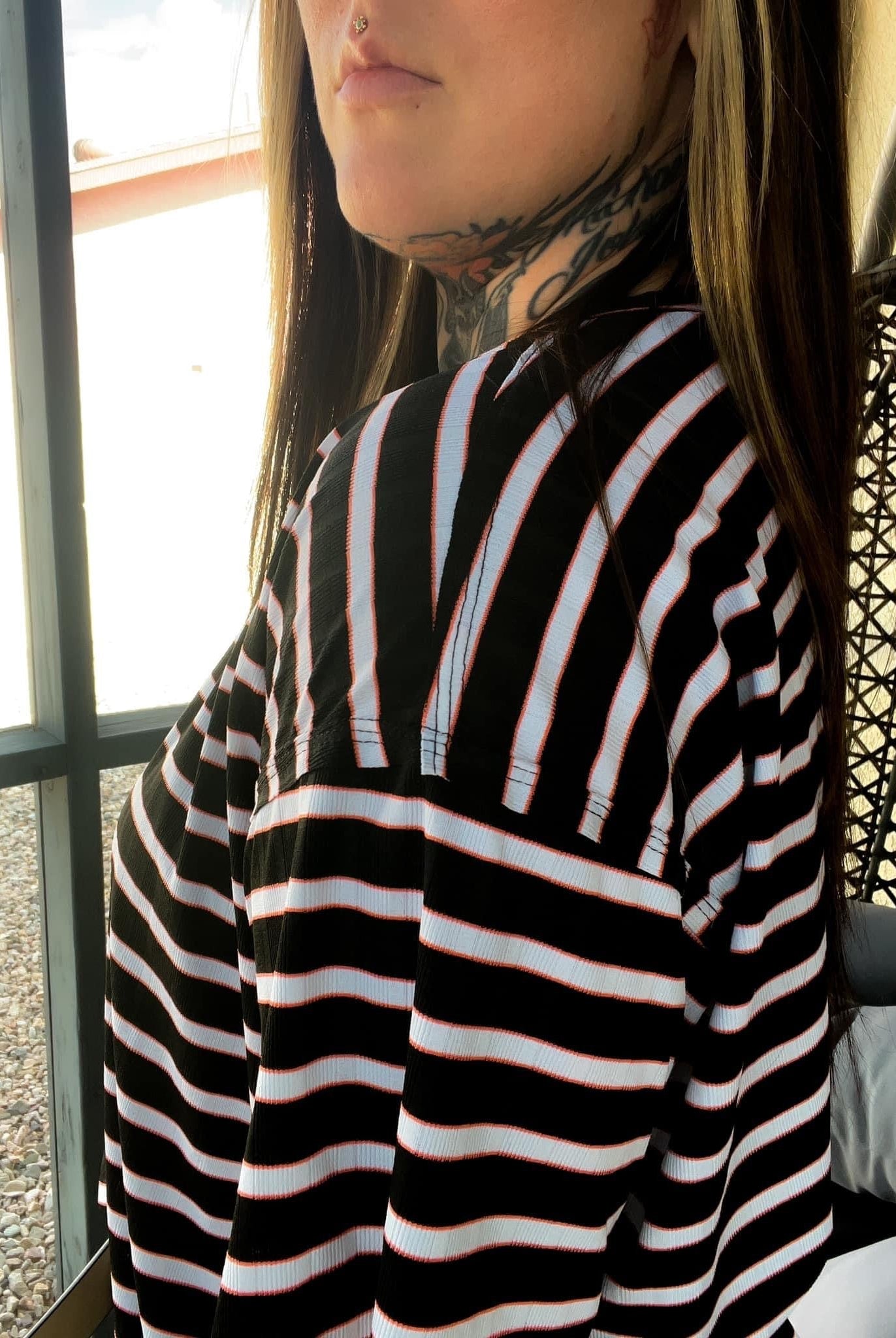 Black/White/Orange Stripes - Boho Fabrics - Rib Print, Knit Fabric