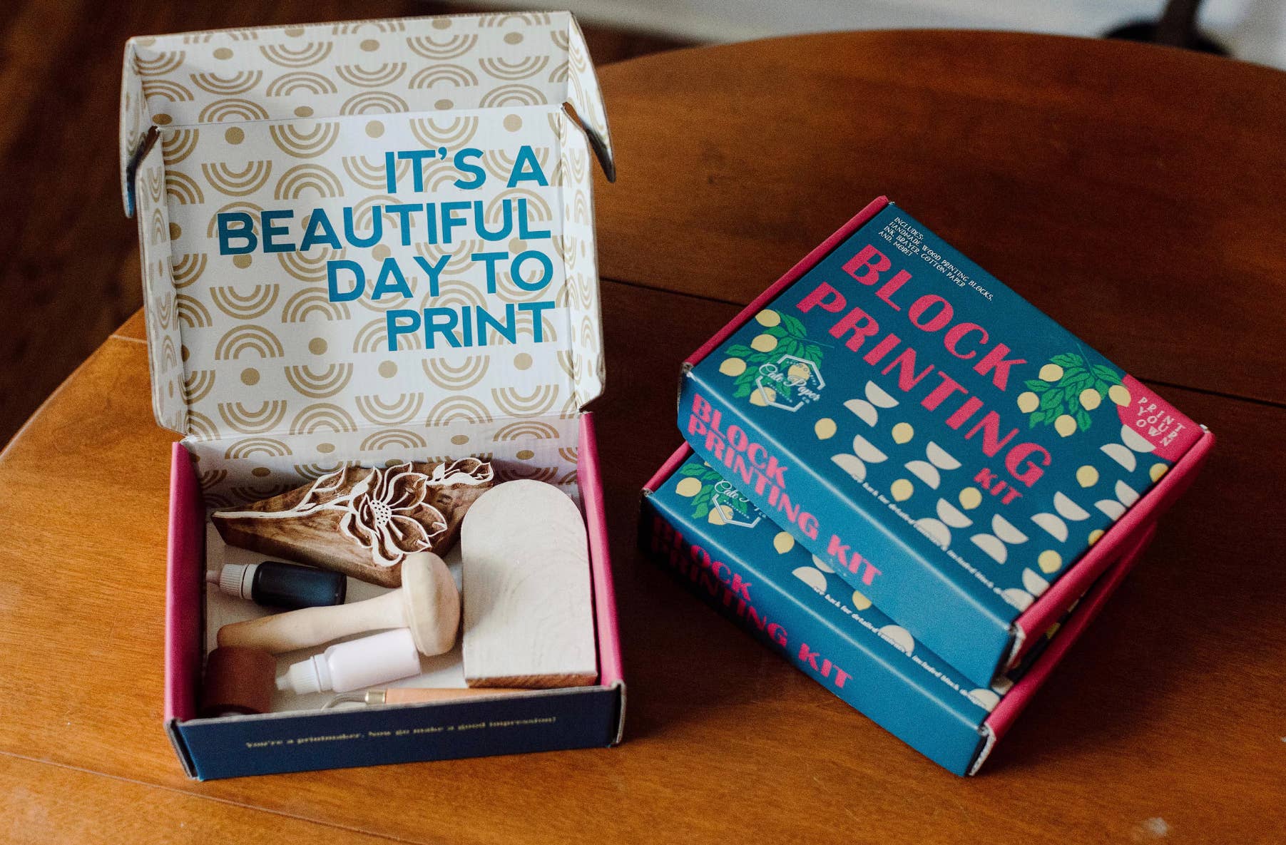 Blooming Cactus Wood Block Printing kit - Boho Fabrics -