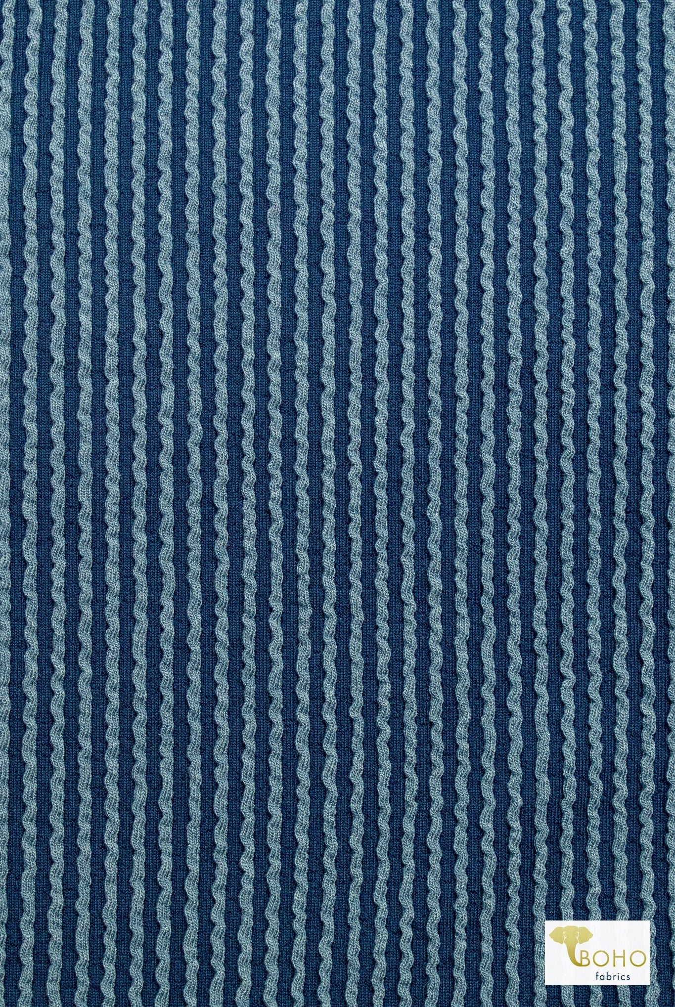Blue, 2 - Tone, Rib Knit Fabric - Boho Fabrics - Rib Solid, Knit Fabric