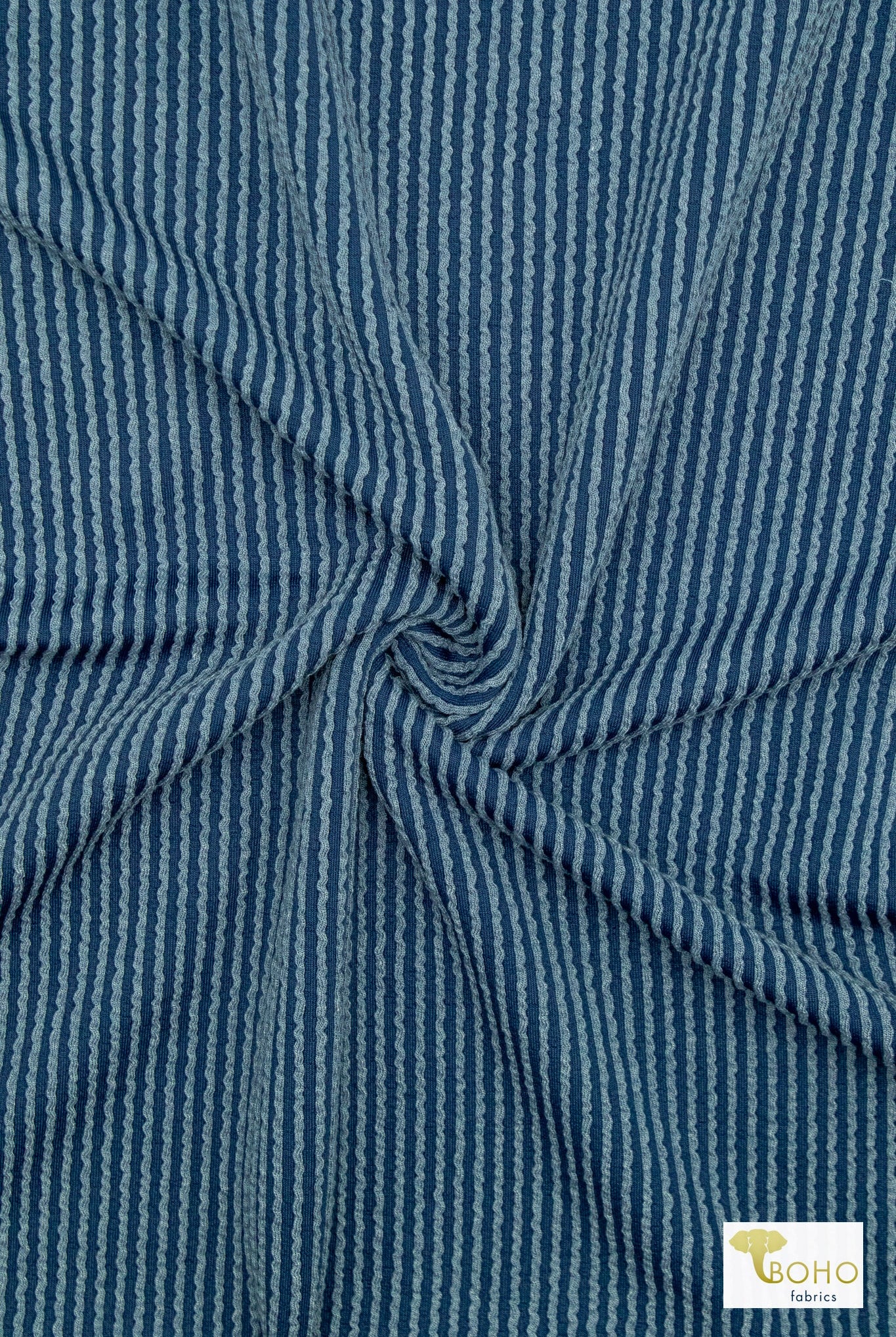 Blue, 2 - Tone, Rib Knit Fabric - Boho Fabrics - Rib Solid, Knit Fabric
