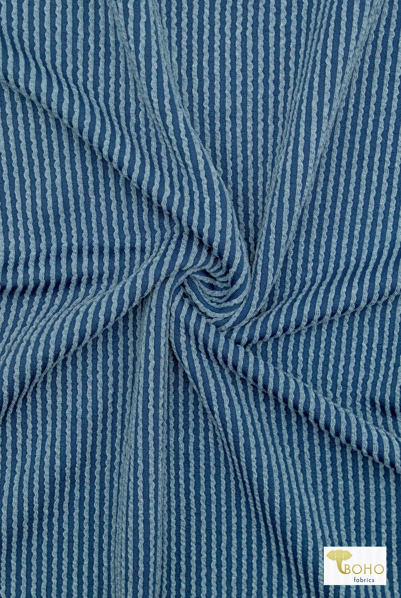 Blue, 2 - Tone, Rib Knit Fabric - Boho Fabrics - Rib Solid, Knit Fabric