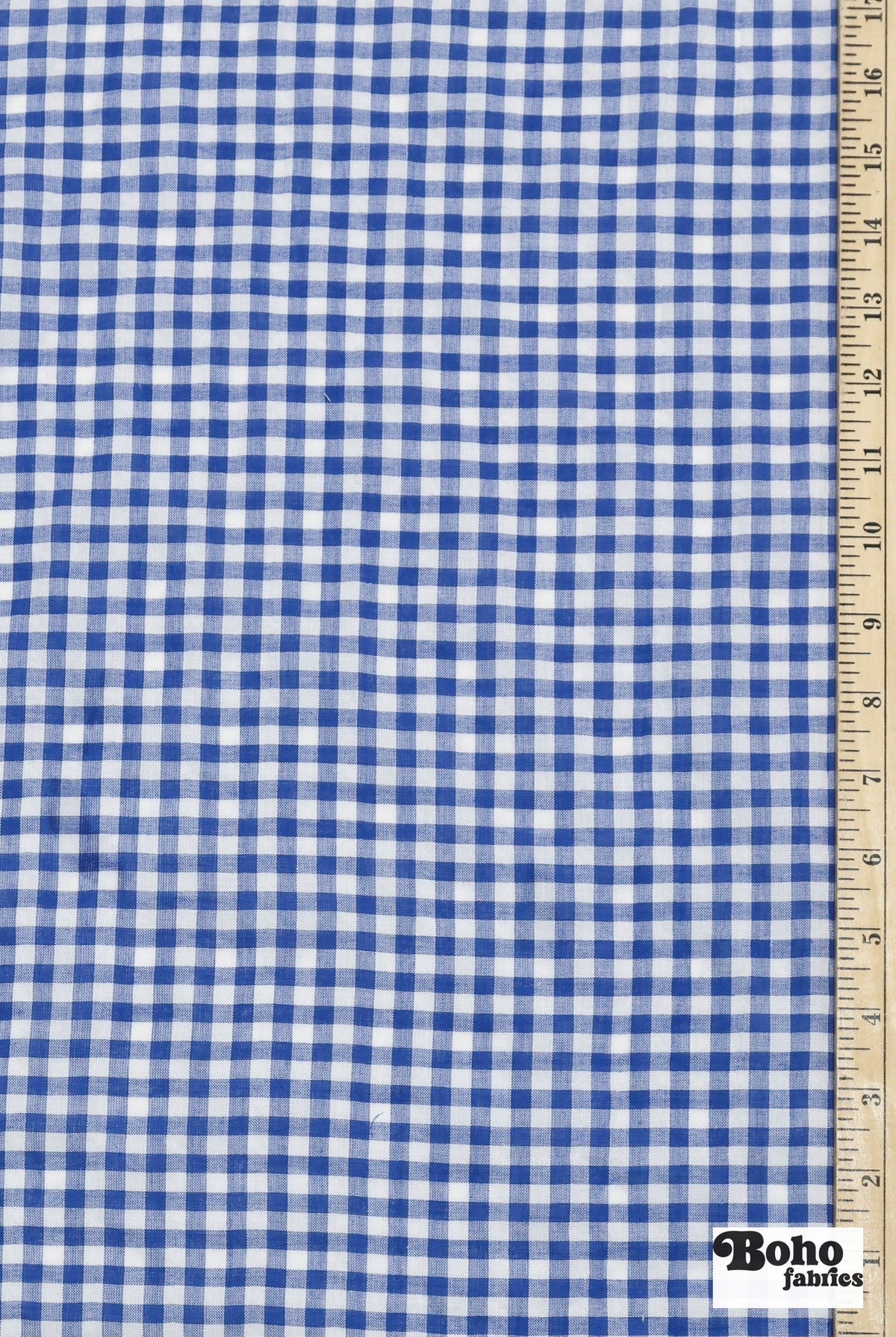 Blue and White Gingham Cotton Shirting Woven Fabric - Boho Fabrics - Woven, Fabric