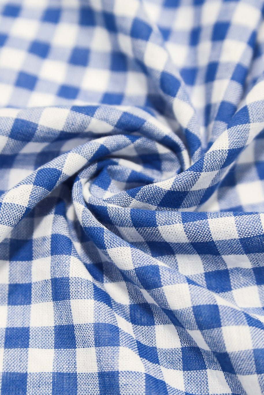 Blue and White Gingham Cotton Shirting Woven Fabric - Boho Fabrics - Woven, Fabric
