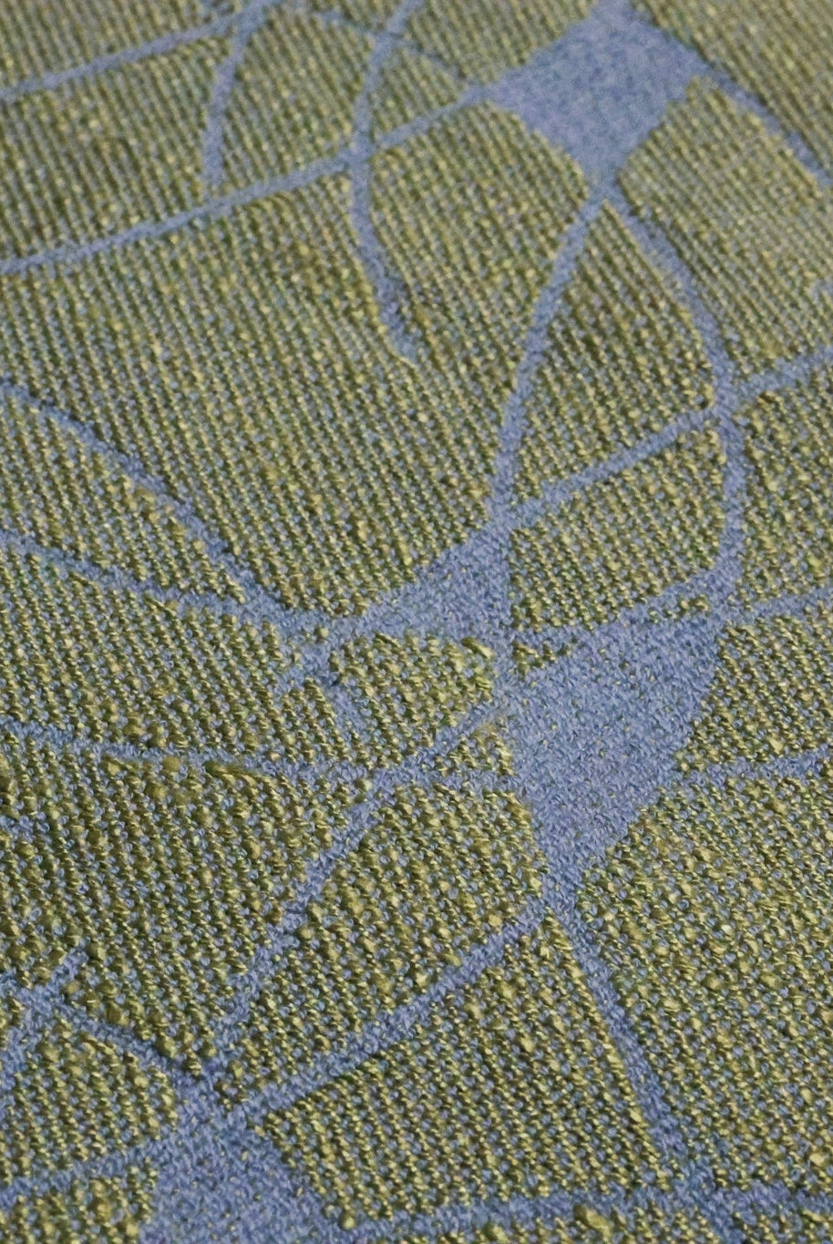 Blue & Gold Abstract Arcs Jacquard Woven Fabric - Boho Fabrics - Jacquard, Woven