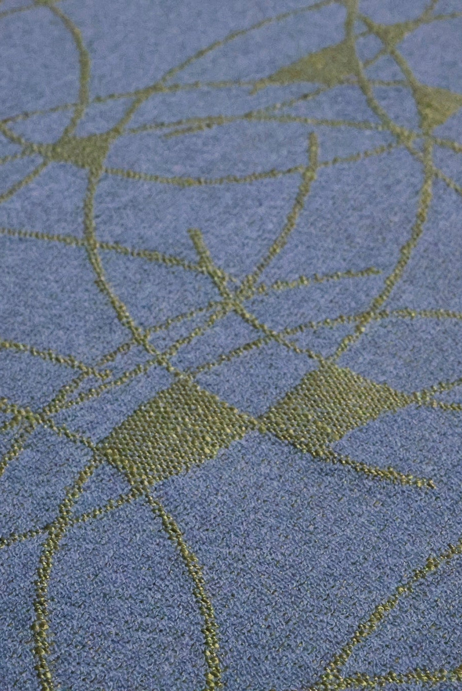 Blue & Gold Abstract Arcs Jacquard Woven Fabric - Boho Fabrics - Jacquard, Woven