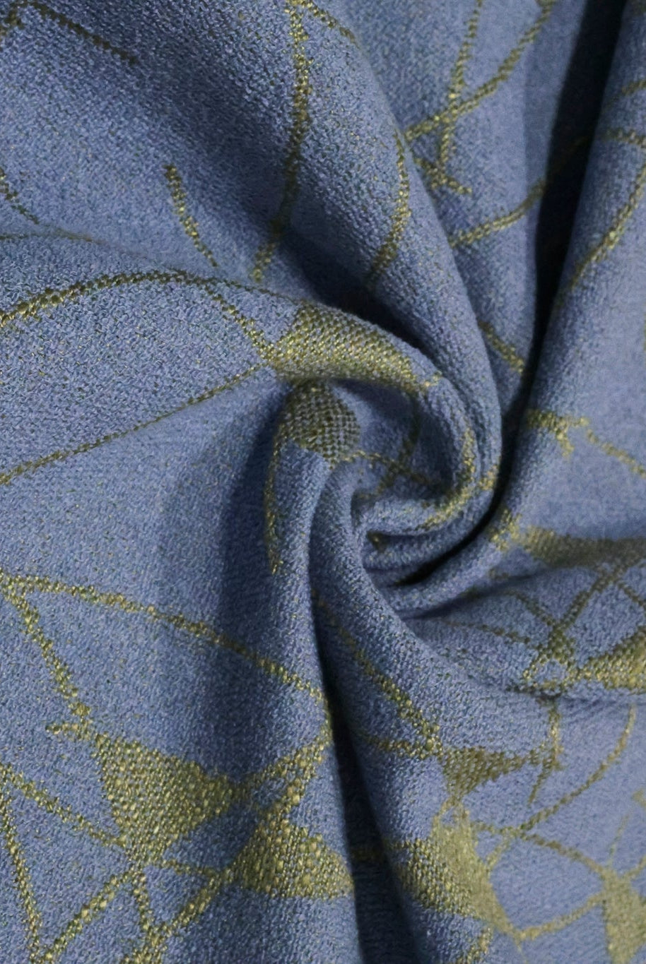 Blue & Gold Abstract Arcs Jacquard Woven Fabric - Boho Fabrics - Jacquard, Woven
