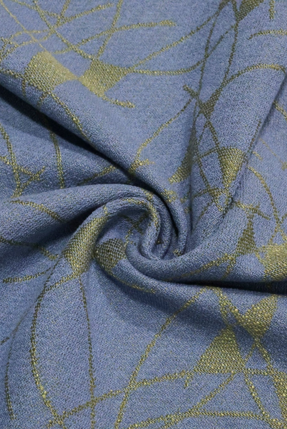 Blue & Gold Abstract Arcs Jacquard Woven Fabric - Boho Fabrics - Jacquard, Woven