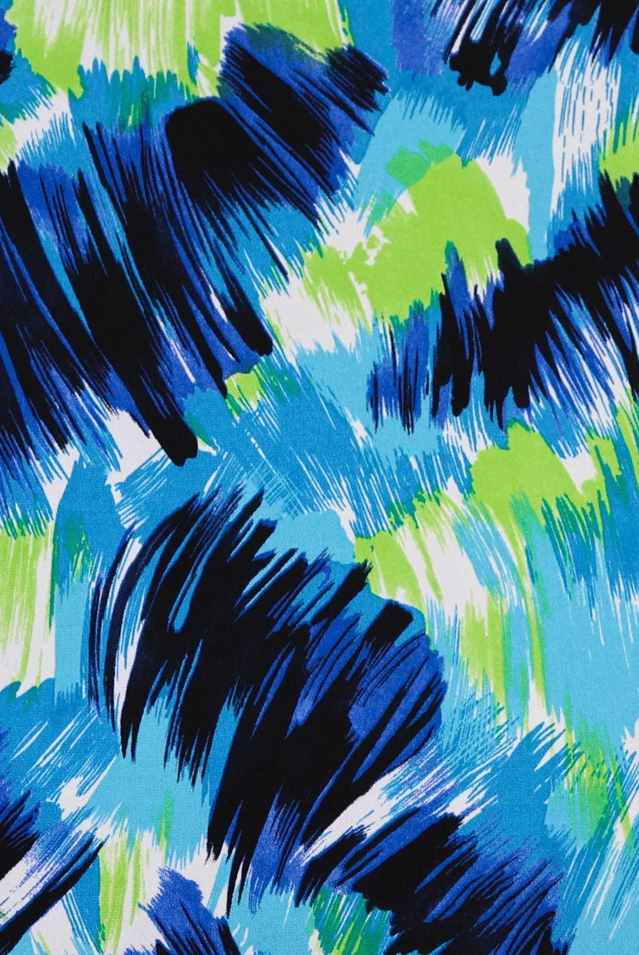 Blue & Green, Brush Strokes Jersey Knit Fabric - Boho Fabrics - Knit Fabric