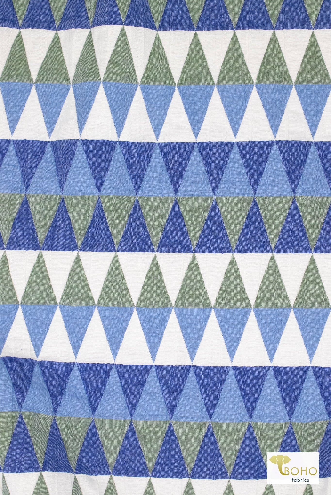 Blue Harlequin Diamonds, Designer Quilted Woven Fabric. - Boho Fabrics - Quilted, Woven