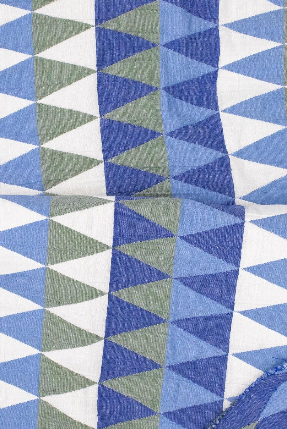 Blue Harlequin Diamonds, Designer Quilted Woven Fabric. - Boho Fabrics - Quilted, Woven