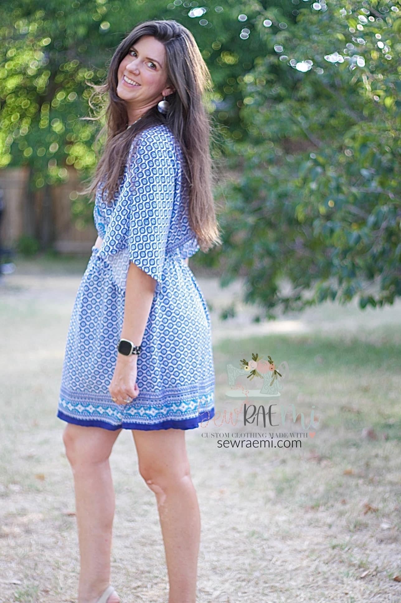 Blue Ibiza, Double Border, Rayon Challis Woven Print - Boho Fabrics