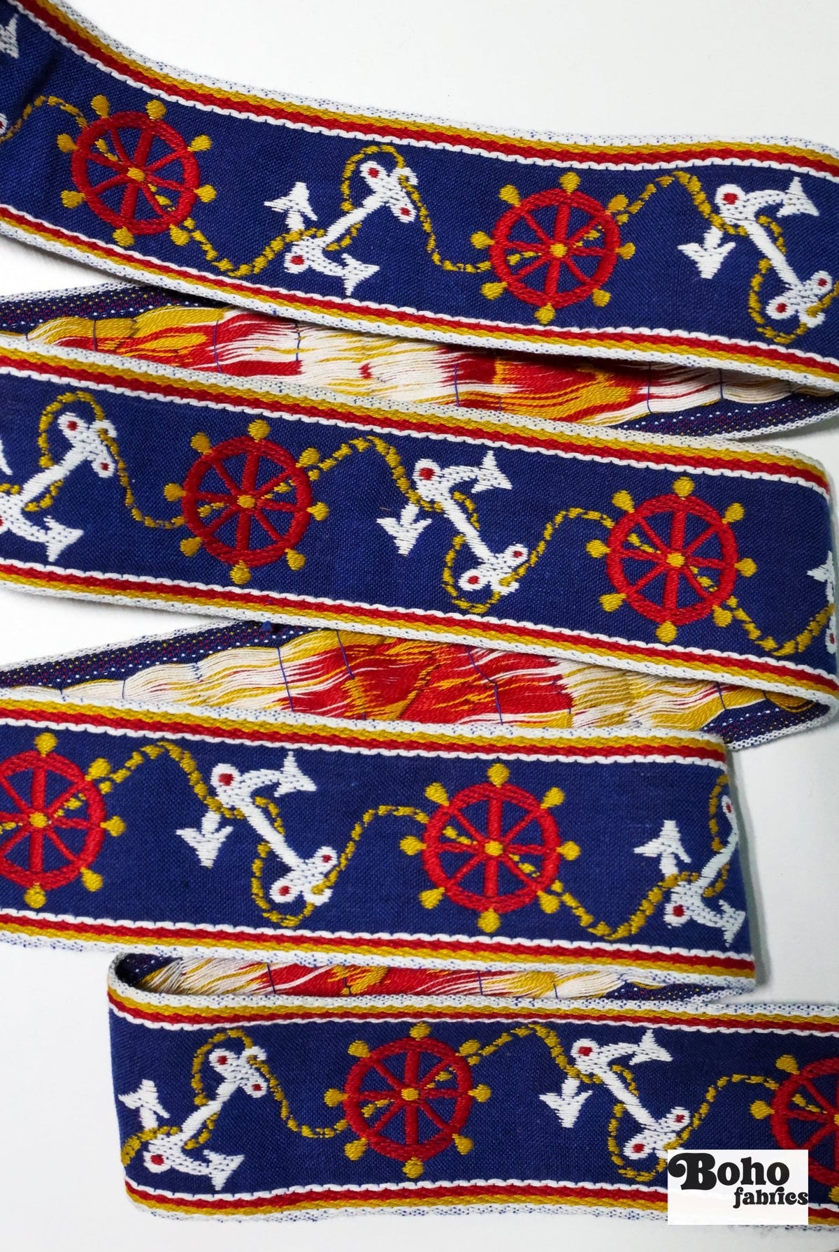 Blue Nautical, 2" Jacquard Woven Trim, TRIM - 011 - Boho Fabrics - Trims