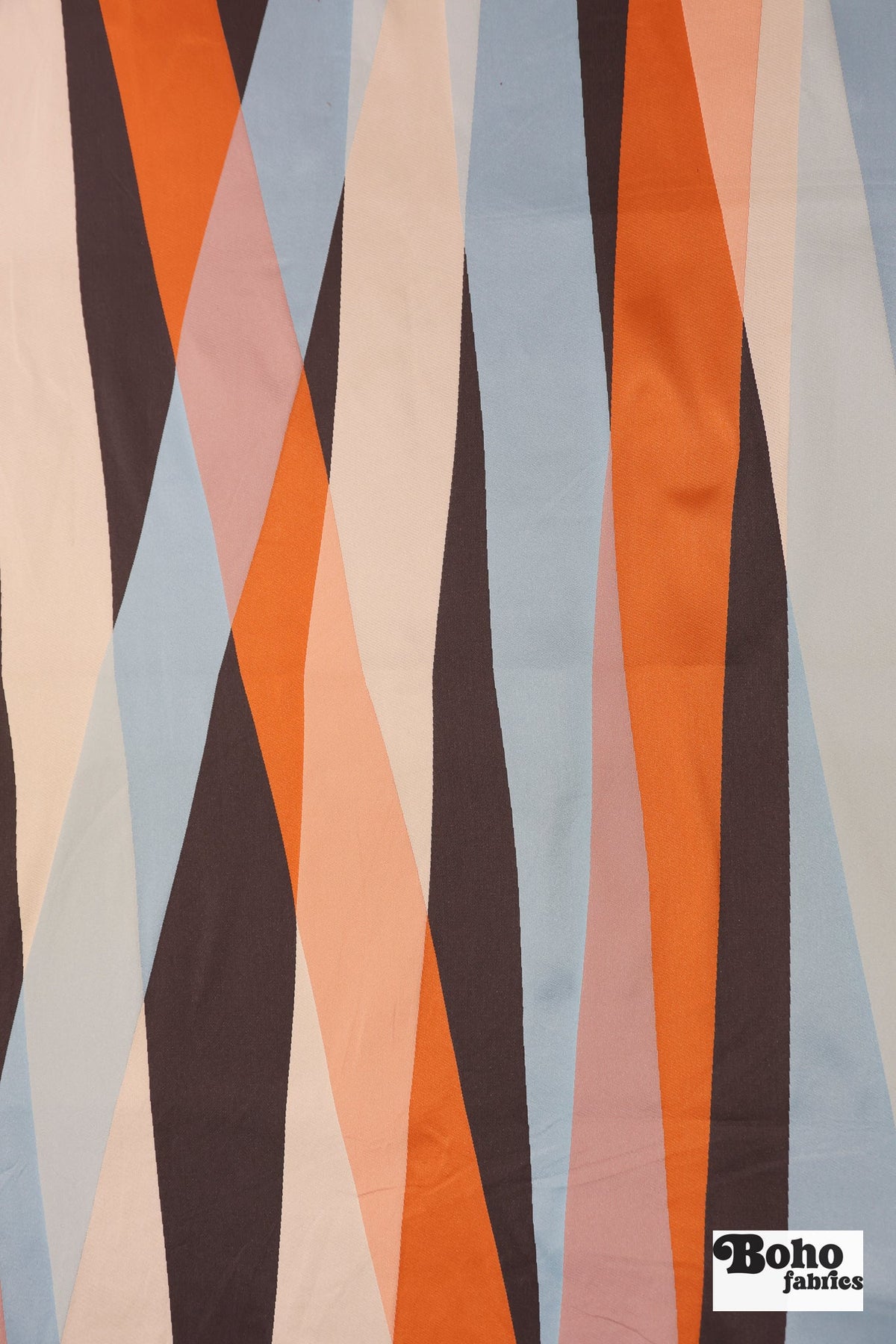 Blue, Orange, Brown, & Cream Geometric Upholstery Woven Fabric - Boho Fabrics - Home Dec. & Upholstery Fabric