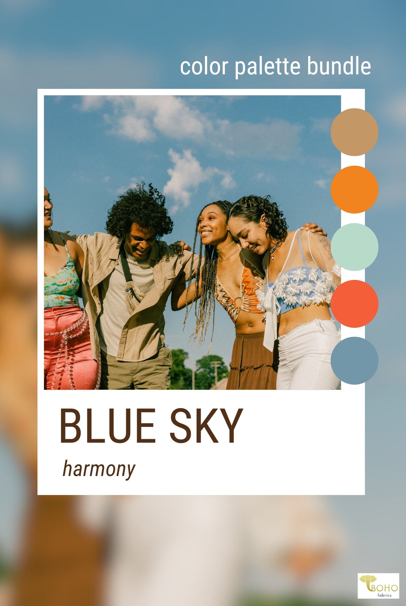 Blue Sky Harmony, Mystery Color Palette Box. - Boho Fabrics - Fabric Bundles