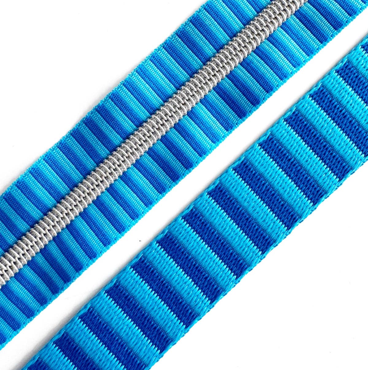 Blue Striped Jacquard Woven Webbing – 1.5" Wide, Sold Per Yard. - Boho Fabrics - Bag Making Supplies