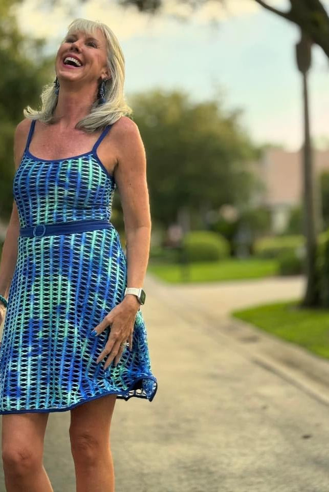 Blue Tie Dye, Fish Net/Mesh Fabric - Boho Fabrics - Stretch Mesh