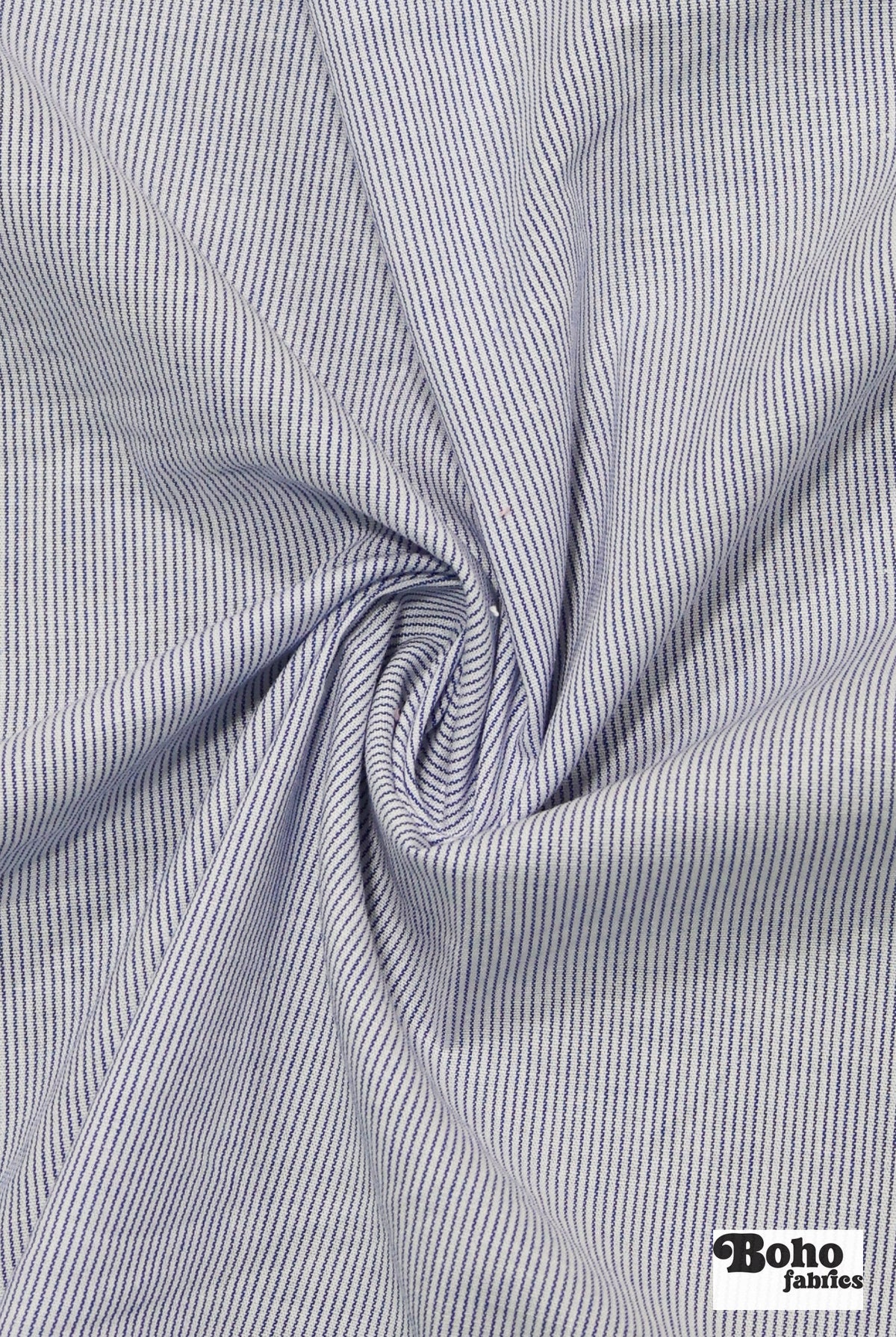 Blue & White Mini Stripes Woven Fabric - Boho Fabrics - Woven Fabric
