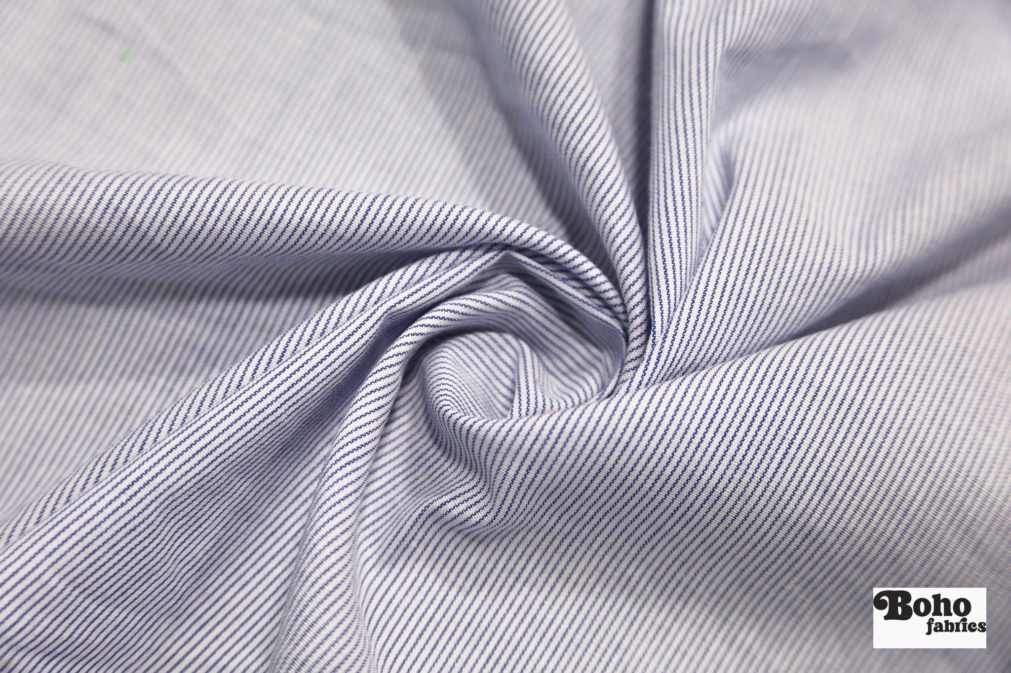 Blue & White Mini Stripes Woven Fabric - Boho Fabrics - Woven Fabric
