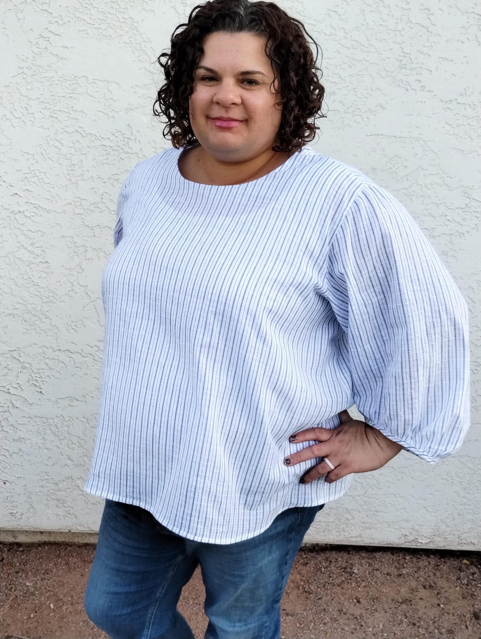 Blueberry Stripes on White, Woven Print Fabric - Boho Fabrics