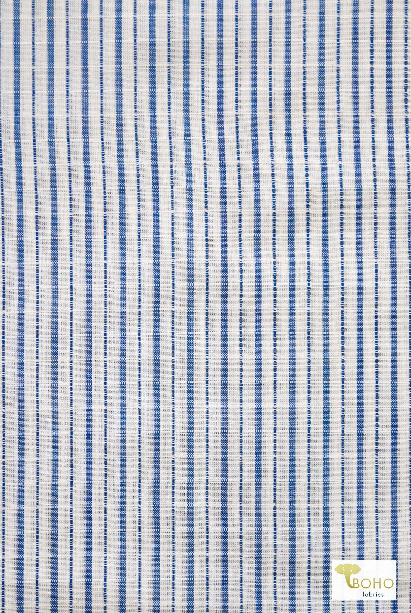 Blueberry Stripes on White, Woven Print Fabric - Boho Fabrics