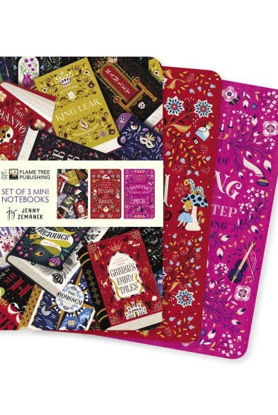 Book Lovers by Jenny Zemanek Set of 3 Mini Notebooks - Boho Fabrics - Journals & Stationery