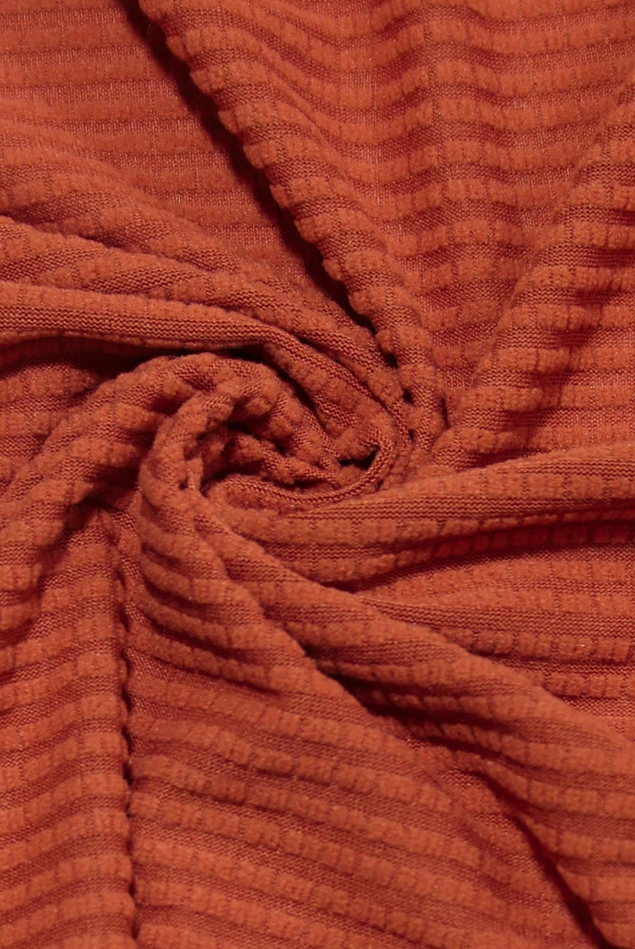 Brick Red, Power Grid Fleece by Polartec. Performance Knit Fabric - Boho Fabrics - Performance Fabrics