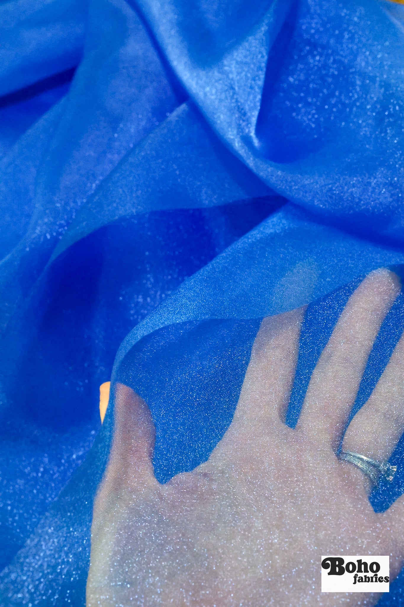 Bright Blue, Organza Shimmer, Woven Fabric - Boho Fabrics - Organza, Woven Fabric