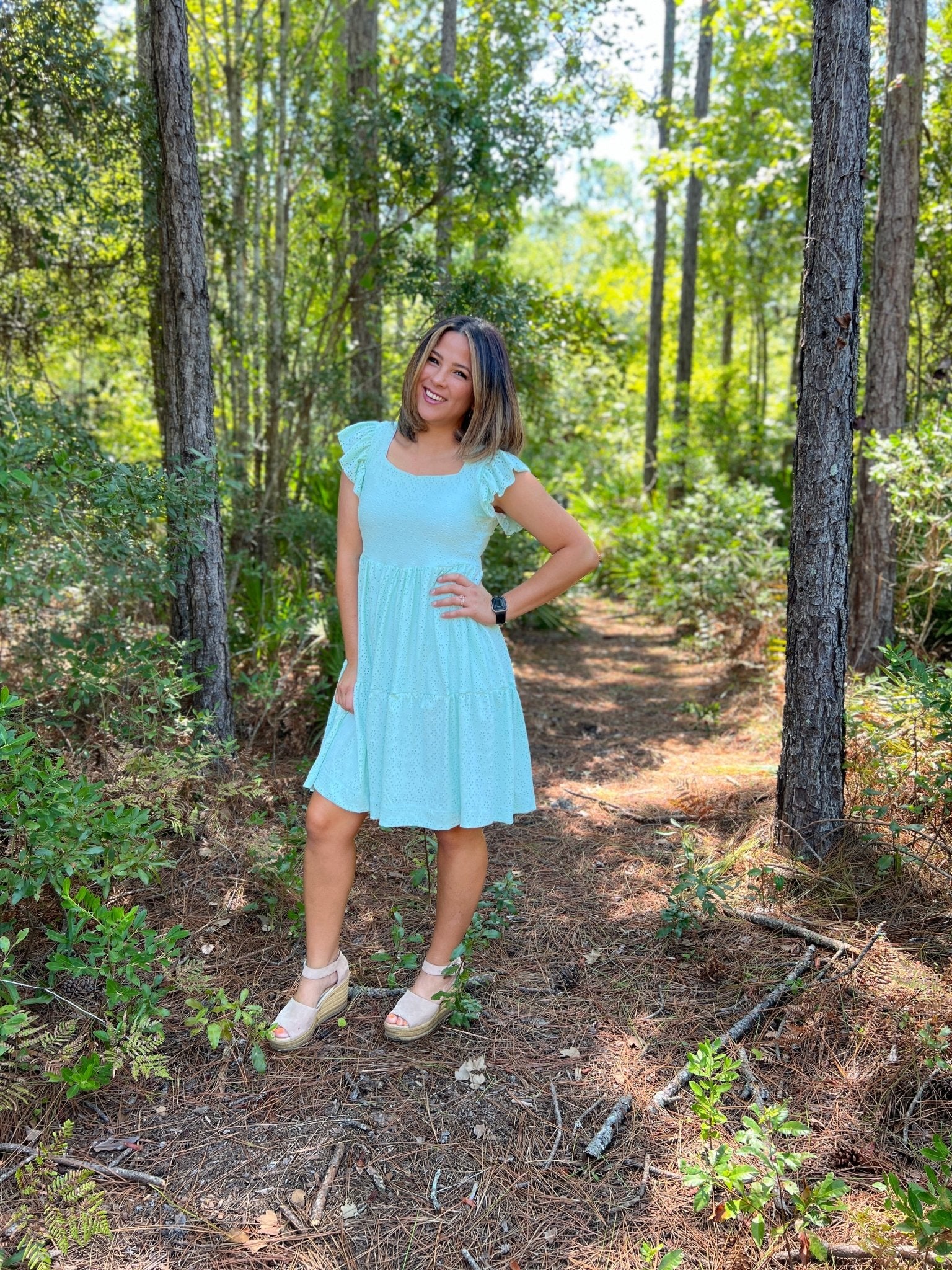 Bright Mint, Eyelet Knit Fabric - Boho Fabrics - Jacquard Knit Fabric