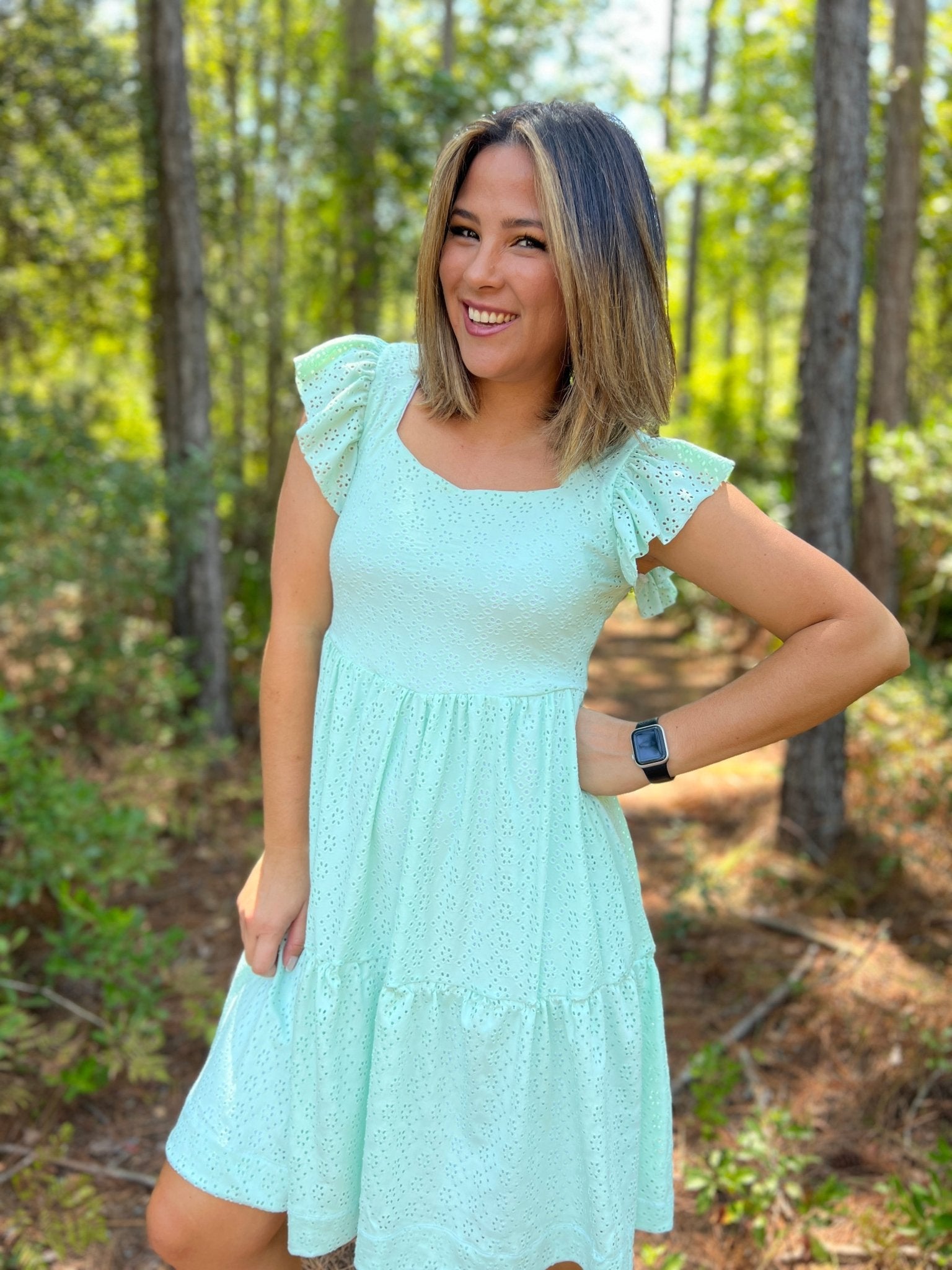 Bright Mint, Eyelet Knit Fabric - Boho Fabrics - Jacquard Knit Fabric