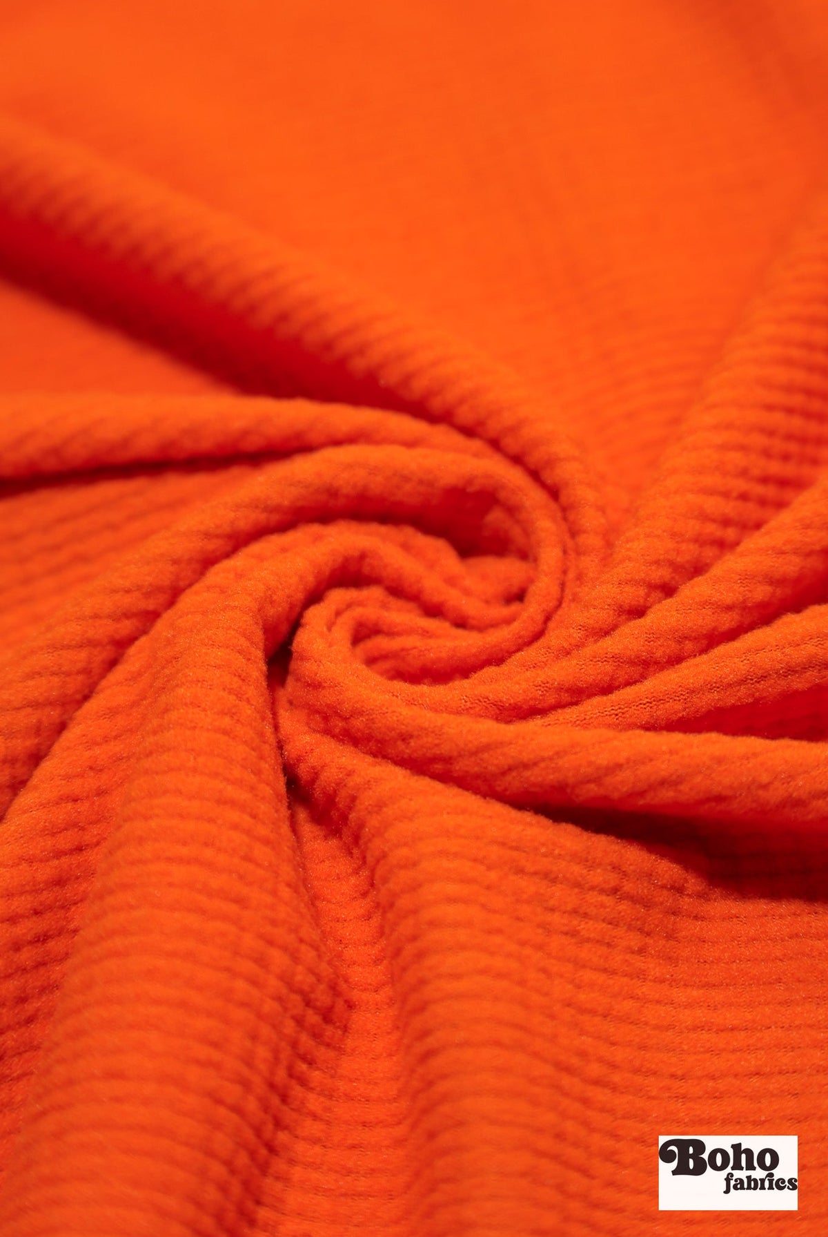 Bright Orange, Power Grid Fleece by Polartec. Performance Knit Fabric - Boho Fabrics - Performance Fabrics