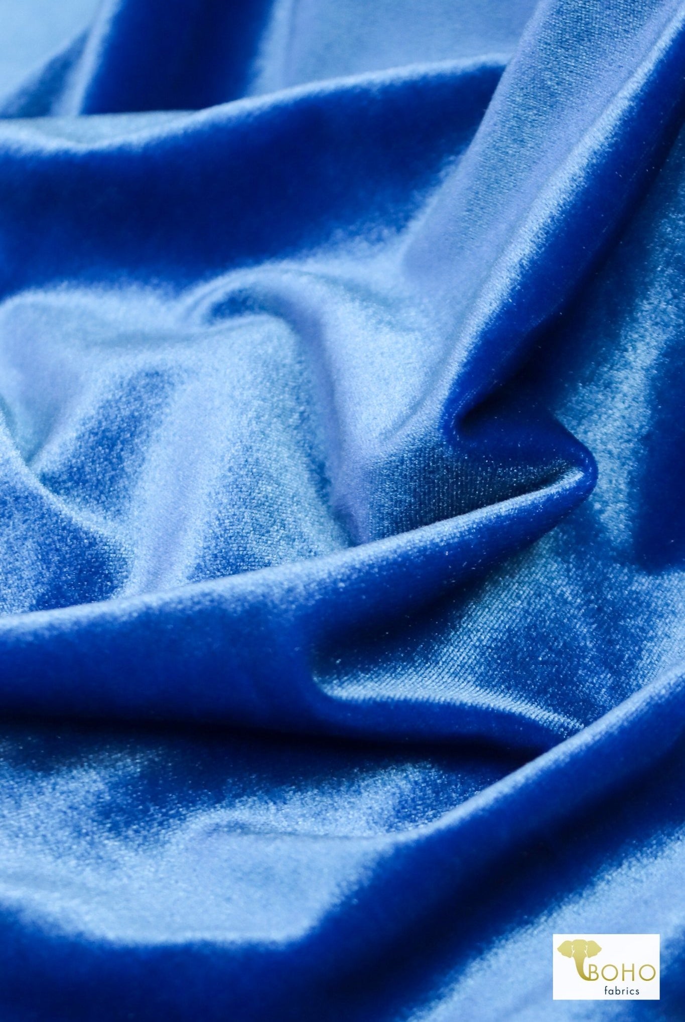 Brilliant Blue, Stretch Velvet - Boho Fabrics