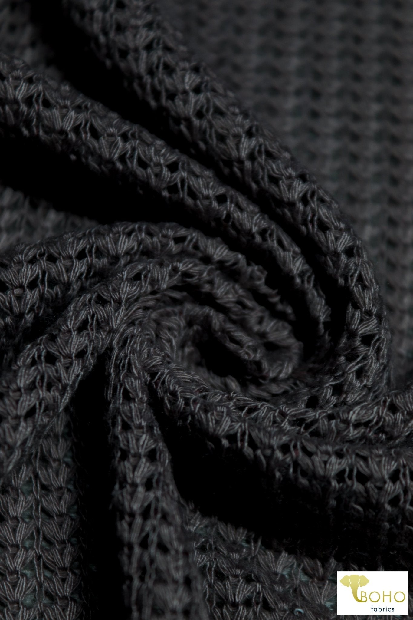 Brioche Stitches in Black, Sweater Knit. SWTR-215-BLK - Boho Fabrics