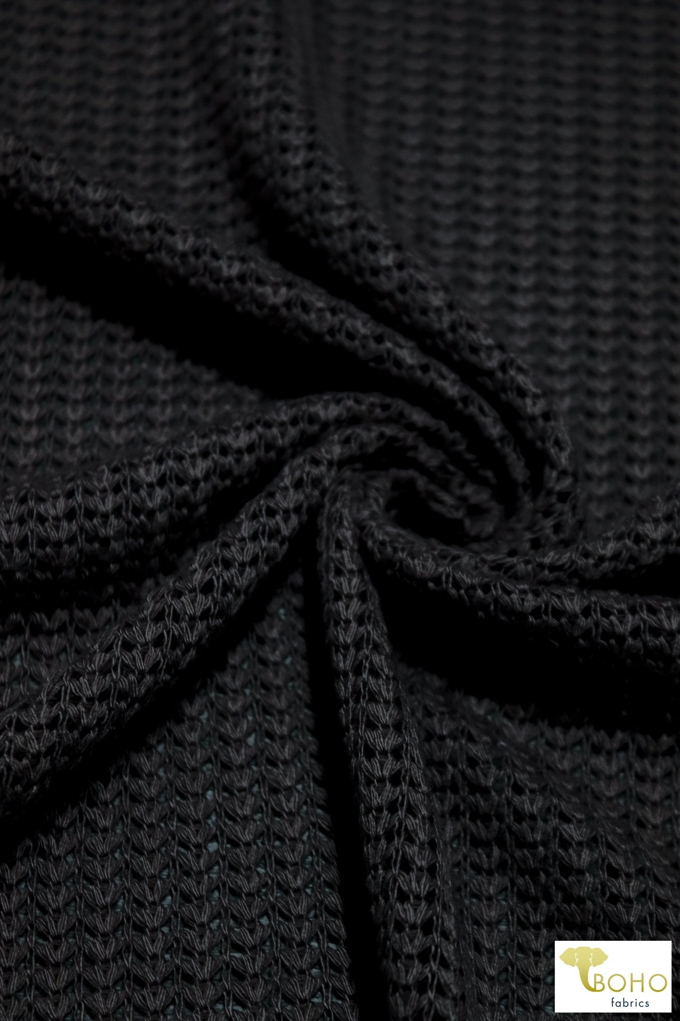 Brioche Stitches in Black, Sweater Knit. SWTR-215-BLK - Boho Fabrics