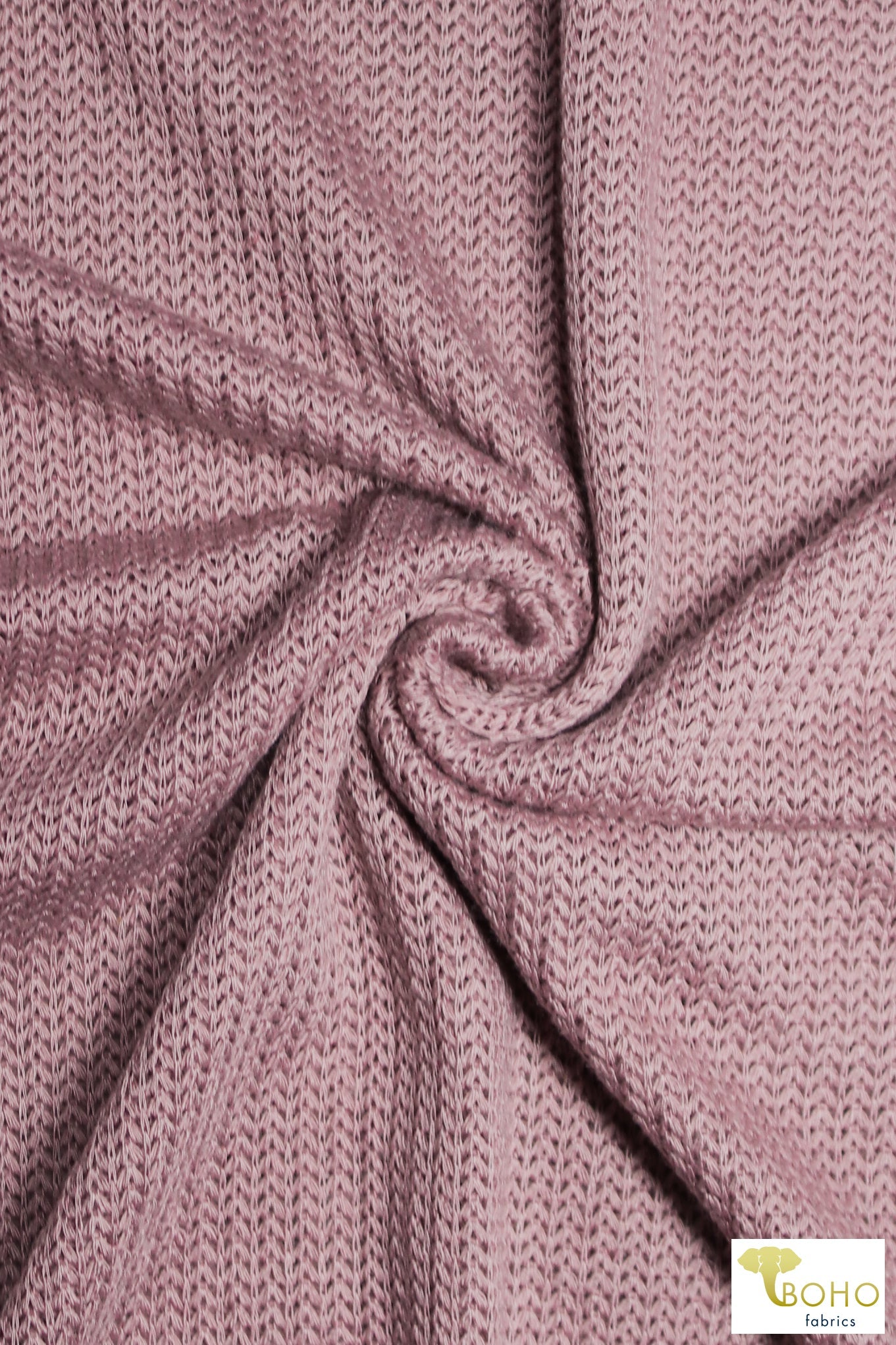 Brioche Stitches in Mauve, Sweater Knit. SWTR-215-PNK - Boho Fabrics