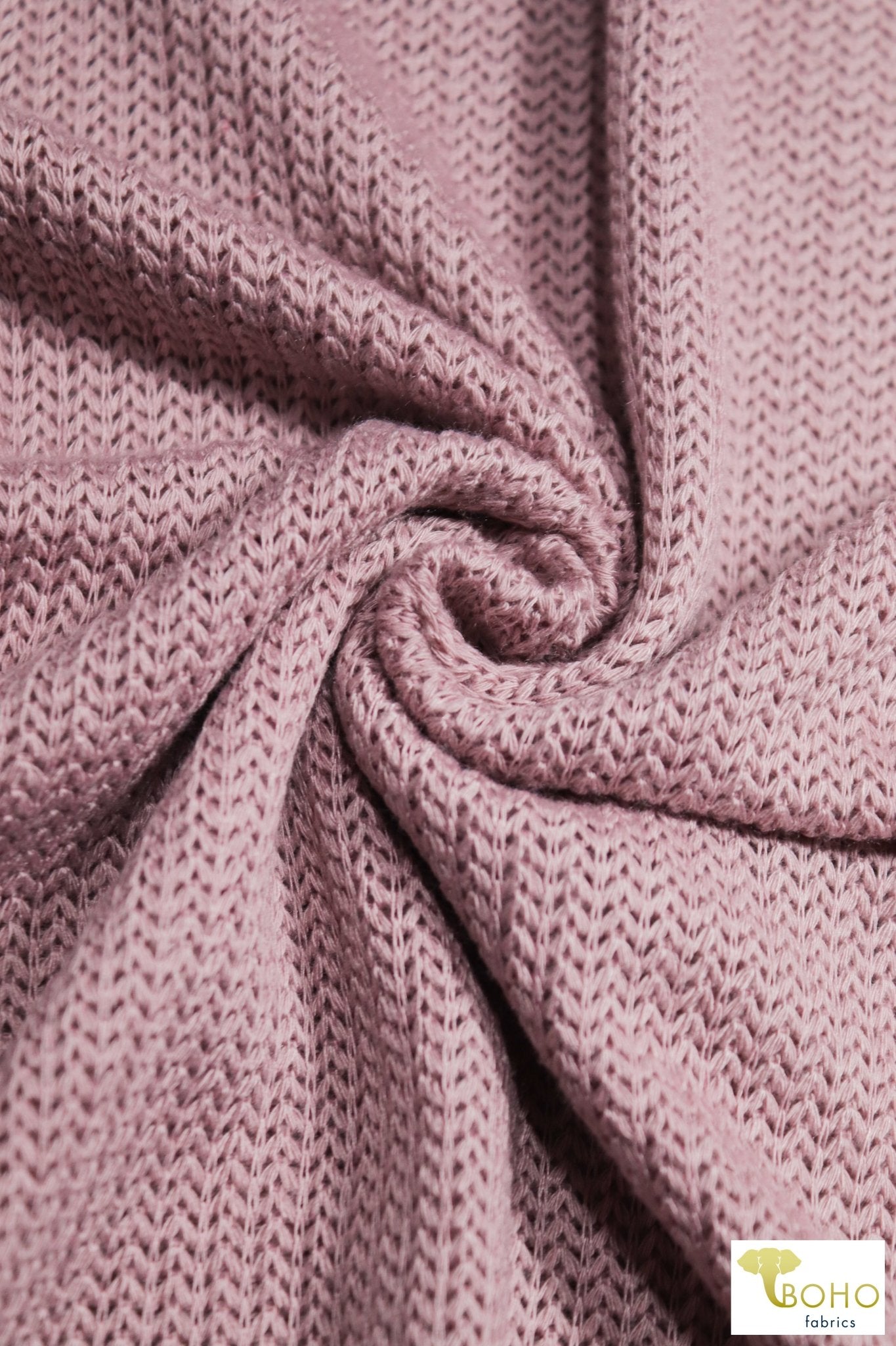 Brioche Stitches in Mauve, Sweater Knit. SWTR-215-PNK - Boho Fabrics