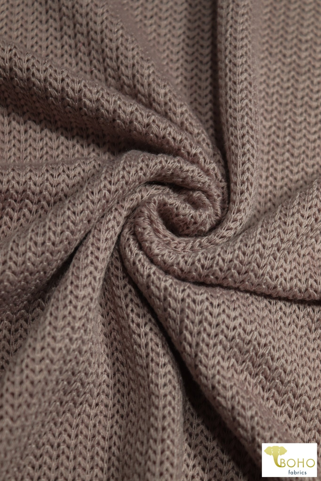 Brioche Stitches in Taupe, Sweater Knit. SWTR-215-BRN - Boho Fabrics