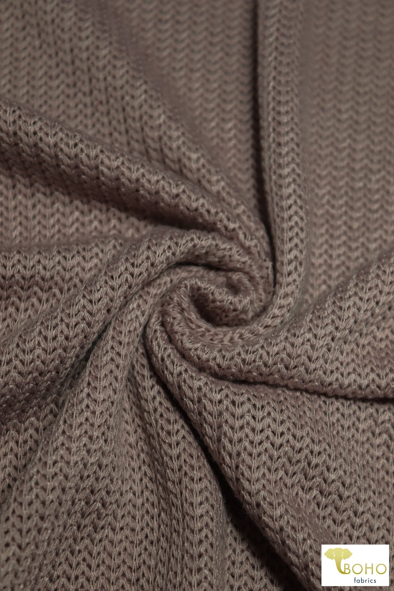 Brioche Stitches in Taupe, Sweater Knit. SWTR-215-BRN - Boho Fabrics