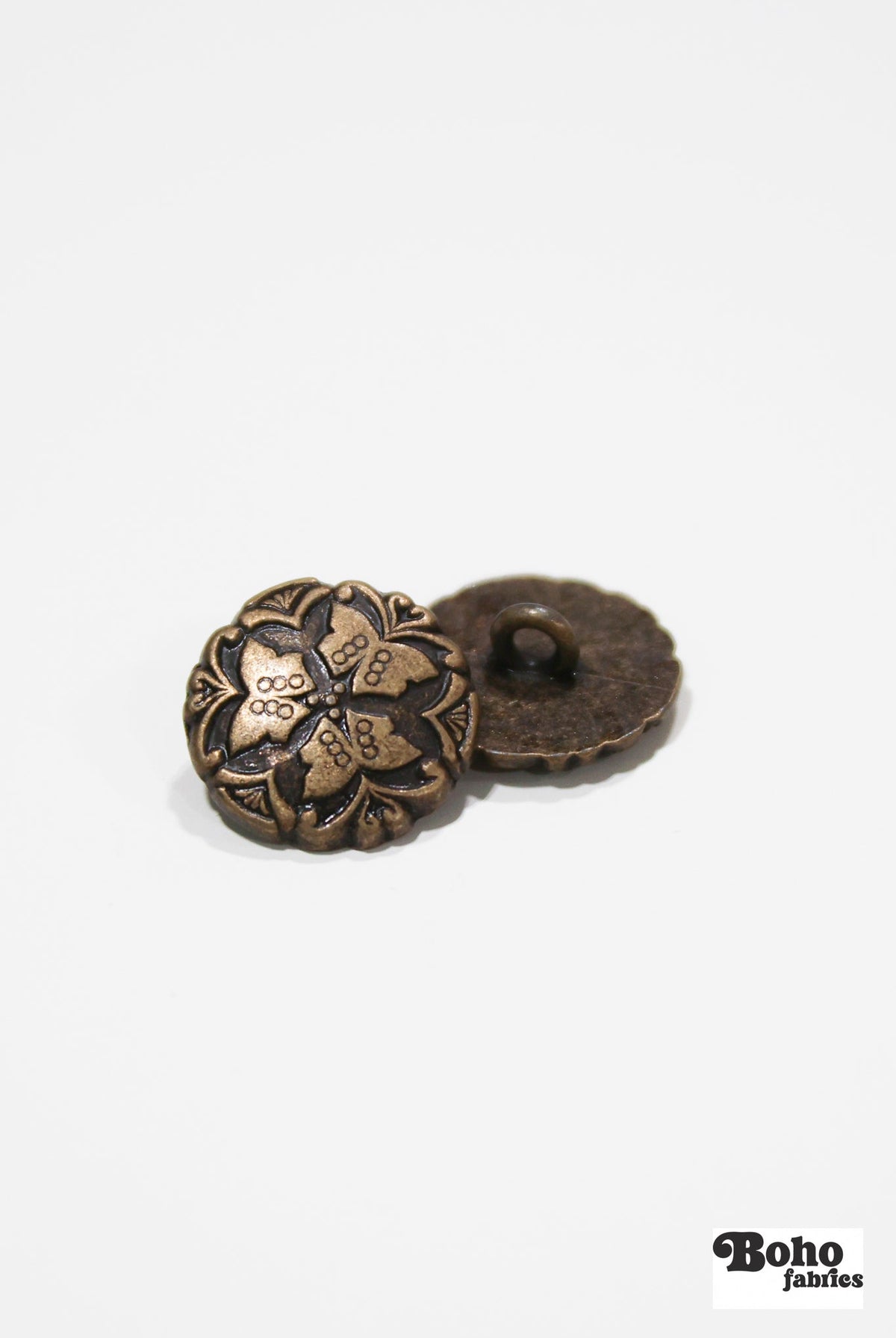 Bronze Butterfly Trio Metal Shank Buttons. 24L (15mm / 5/8"), 28L (18mm / 11/16") - Boho Fabrics - Buttons & Snaps