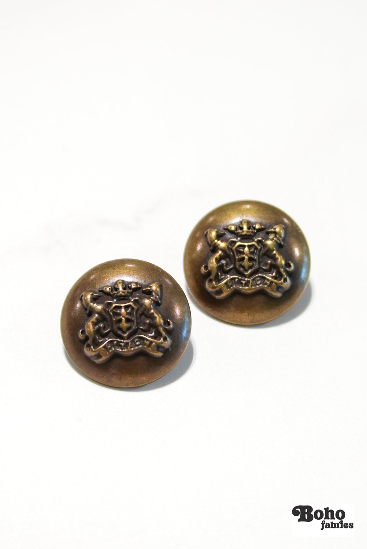 Bronze COA Dome Metal Shank Buttons. 24L (15mm / 5/8"), 32L (20mm 13/16"), 36L (23mm / 7/8") - Boho Fabrics - Buttons & Snaps