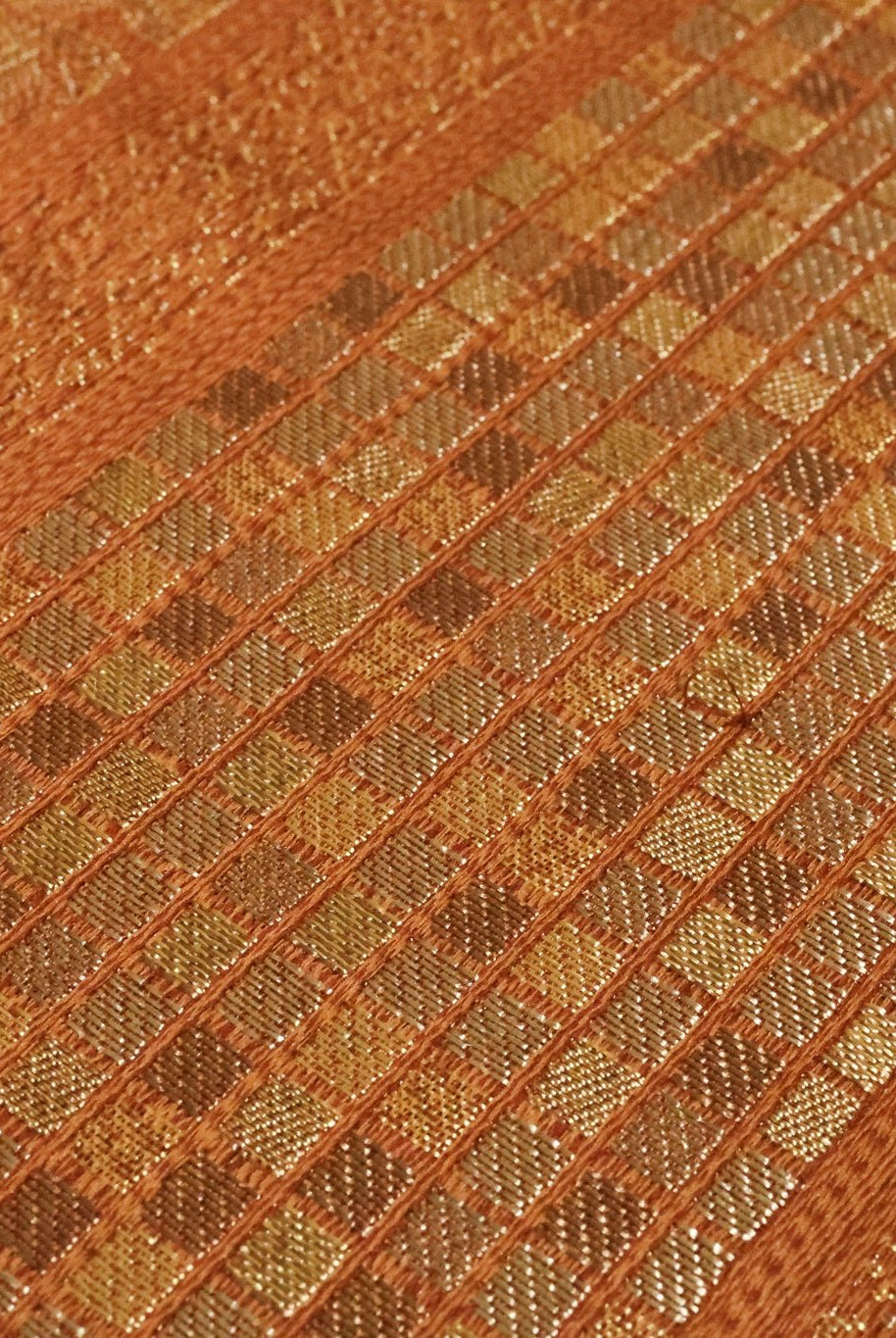 Bronze & Gold Paisley Grid Jacquard Woven Fabric - Boho Fabrics - Jacquard, Woven