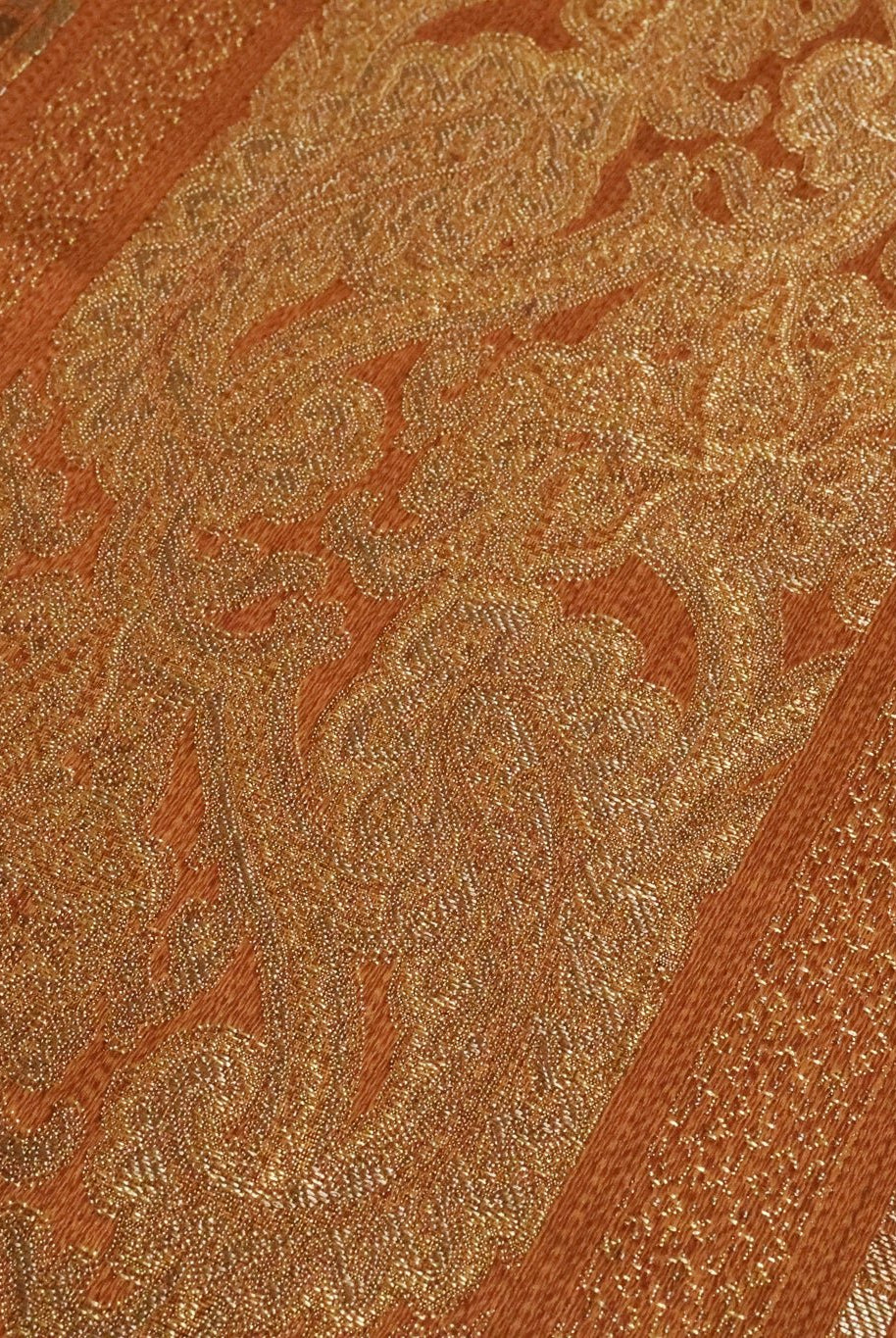 Bronze & Gold Paisley Grid Jacquard Woven Fabric - Boho Fabrics - Jacquard, Woven