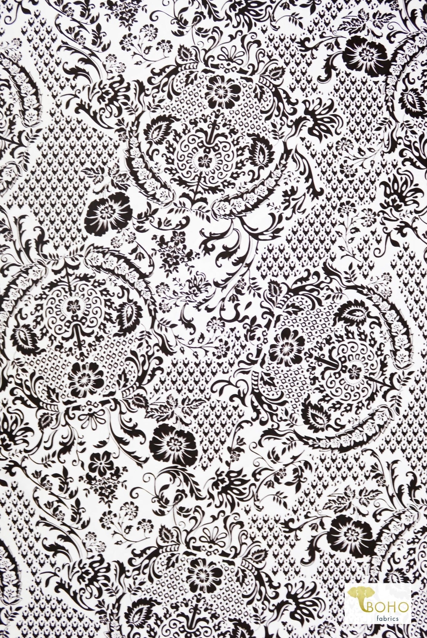Brown Batik Florals, Swim/Athletic Knit Fabric - Boho Fabrics - Swim Knit, Printed Fabric