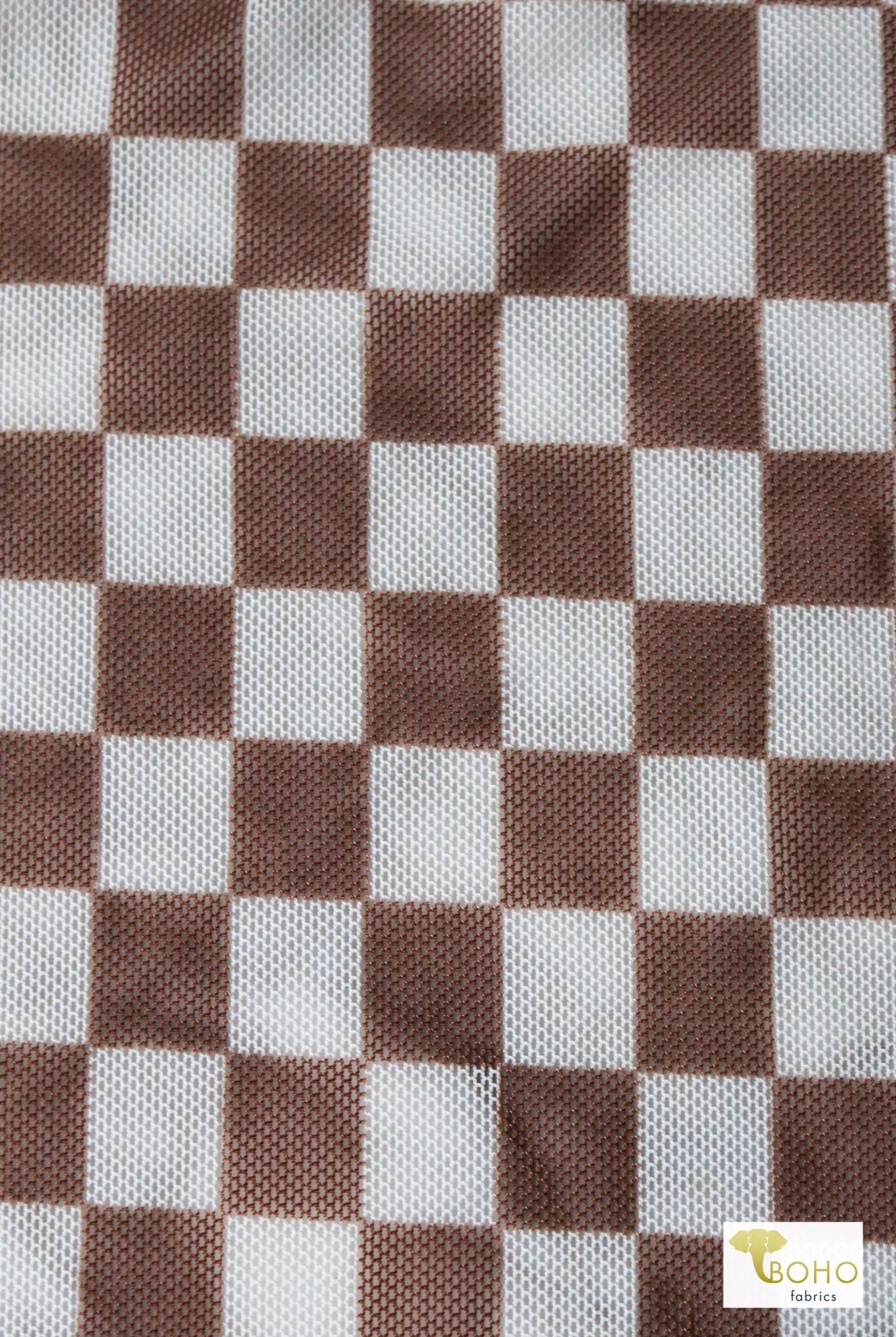 Brown Checker, Stretch Mesh - Boho Fabrics
