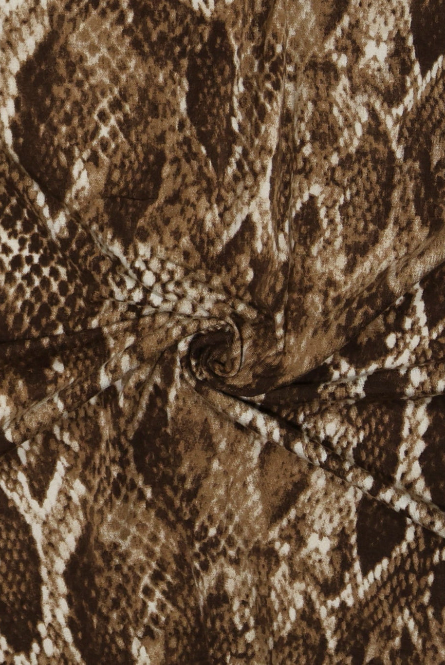Brown Snake Print, Jersey Knit Fabric - Boho Fabrics - Rayon Jersey Solid, Knit Fabric