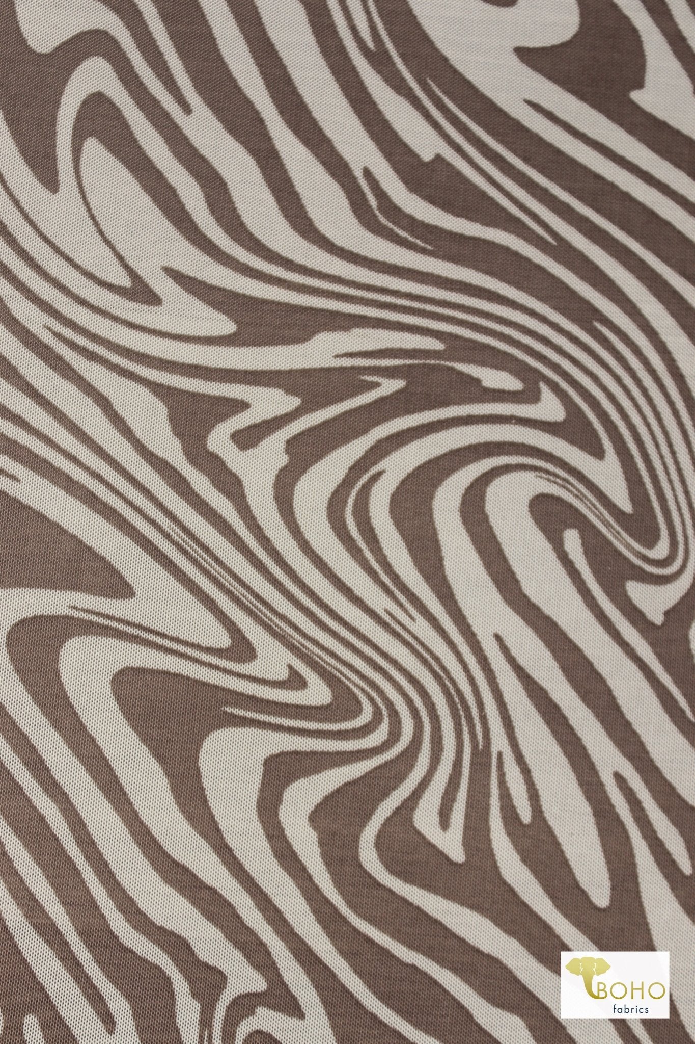 Brown Waves, Stretch Mesh Print Fabric - Boho Fabrics