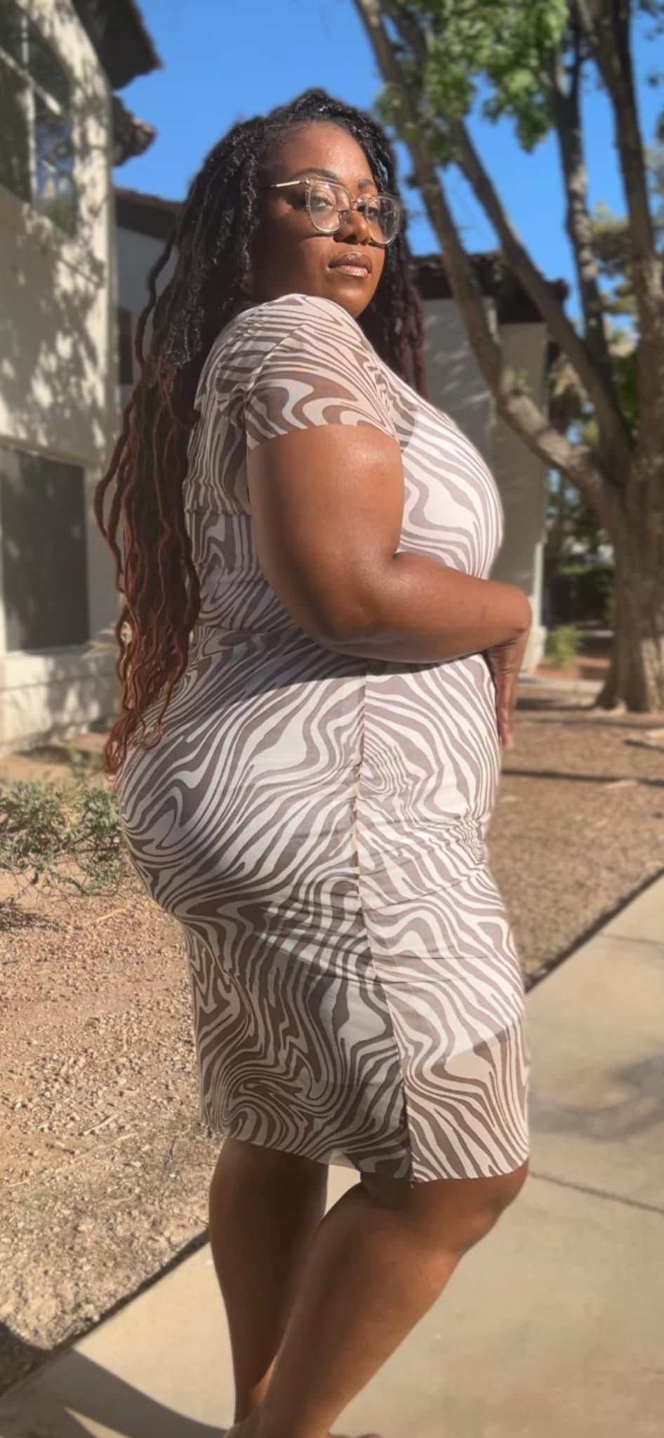 Brown Waves, Stretch Mesh Print Fabric - Boho Fabrics - Stretch Mesh